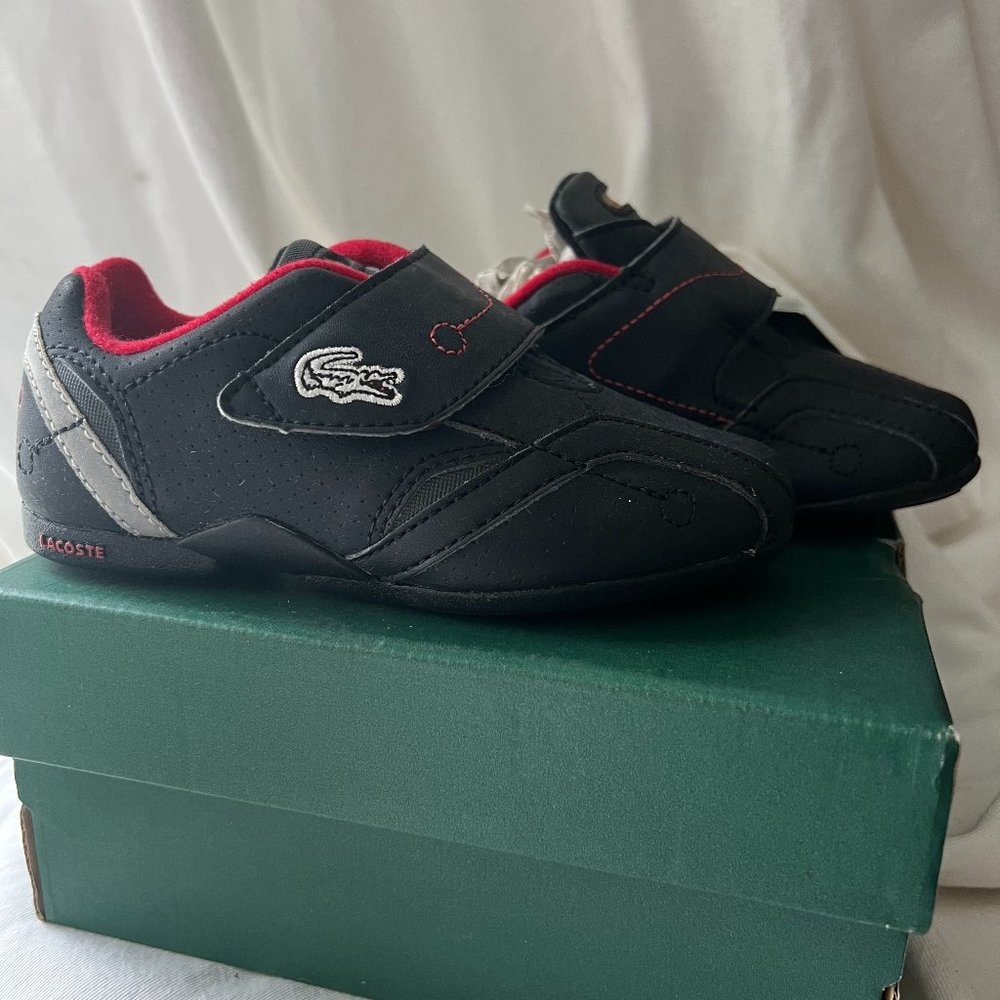 LACOSTE kids sneakers SIZE 7.5 - PROTECT GT FA14 - BLACK/RED - BOYS